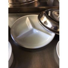 Drievaks borden porcelein wit met RVS warmhouddeksel 